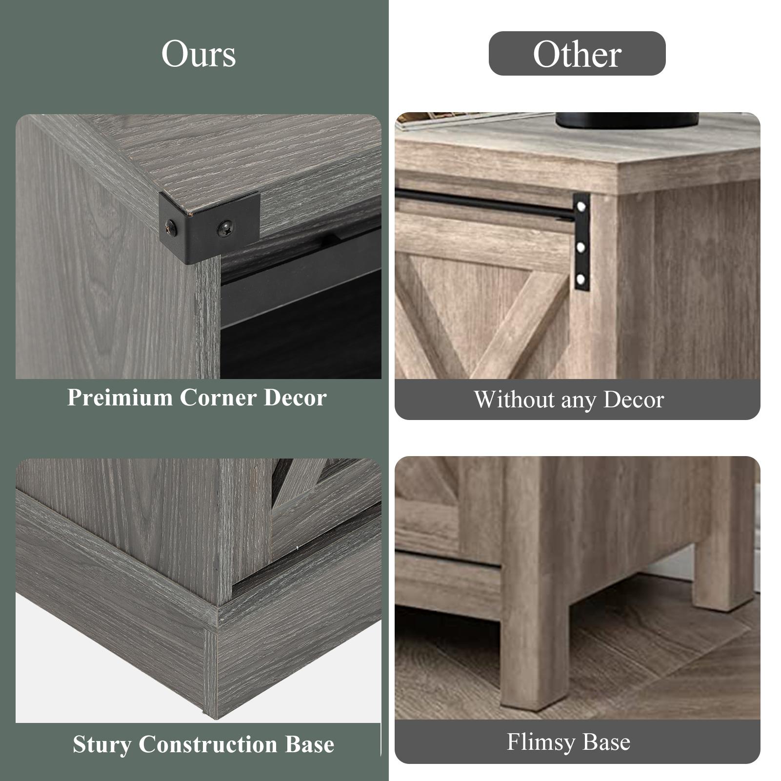 Farmhouse TV Stand for 70/75/80 Inch TV, 58/70 inch Entertainment Center Storage Cabinets with Sliding Barn Doors, Media Console Cabinet for Living Room, White/Grey/black