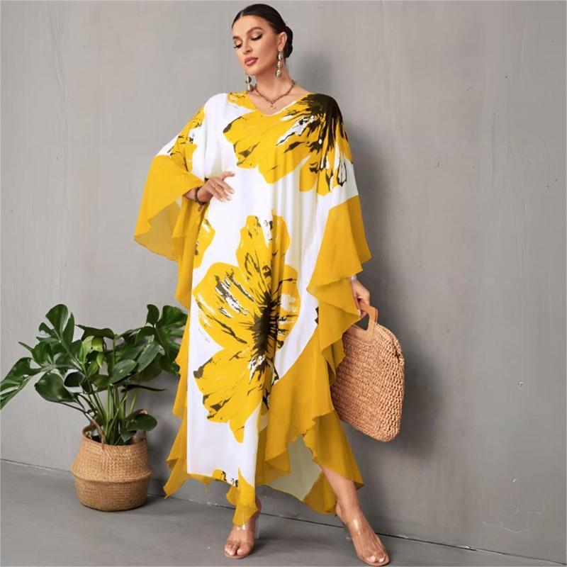 Bsubseach Women Ethnic Print Kaftan  Dress Plus Size Swimsuit Cover Up,Mrs. Roper Kaftan ，Swimsuit，bubu，mumu，Casual Womenswear