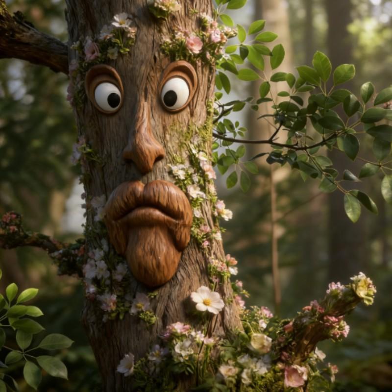 Funny Tree Face Decoration 3D Weird Old Man Tree Hug Sculpture, Outdoor Garden Art Ornament, Waterproof Resin Tree Hanging Decor