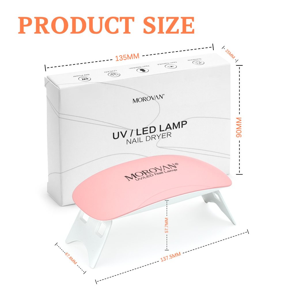 Morovan 6W UV Nail Lamp Pocketdry 8W Mini LED Light for Nails Flash Cure, USB Portable Gel Polish Dryer with 60s 120s Timer Setting, Professional Gel Curing Lamp for Manicure Nail Art Salon, Home DIY