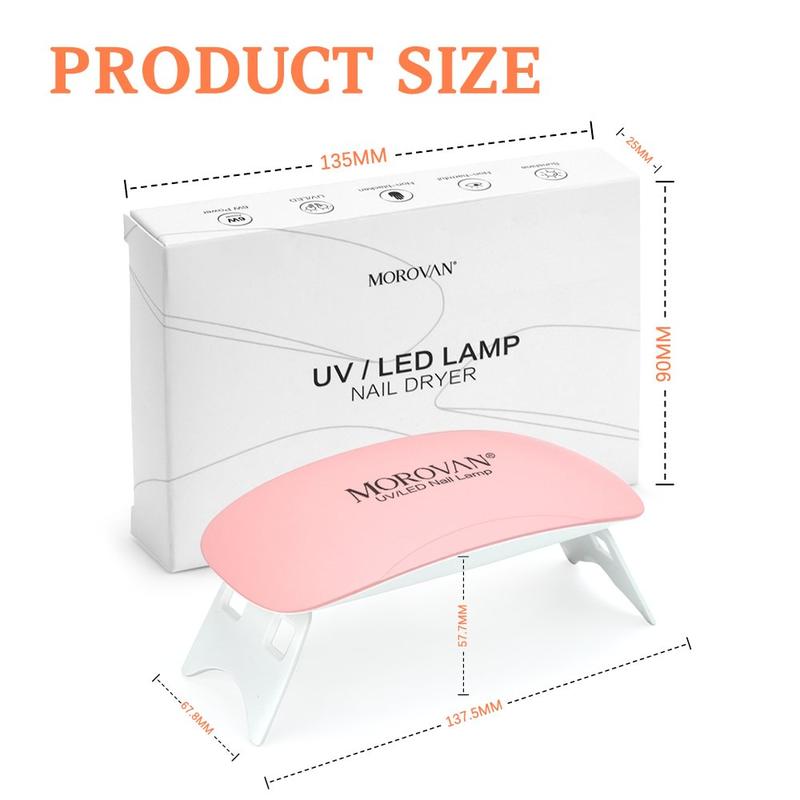 Morovan 6W UV Nail Lamp Pocketdry 8W Mini LED Light for Nails Flash Cure, USB Portable Gel Polish Dryer with 60s 120s Timer Setting, Professional Gel Curing Lamp for Manicure Nail Art Salon, Home DIY