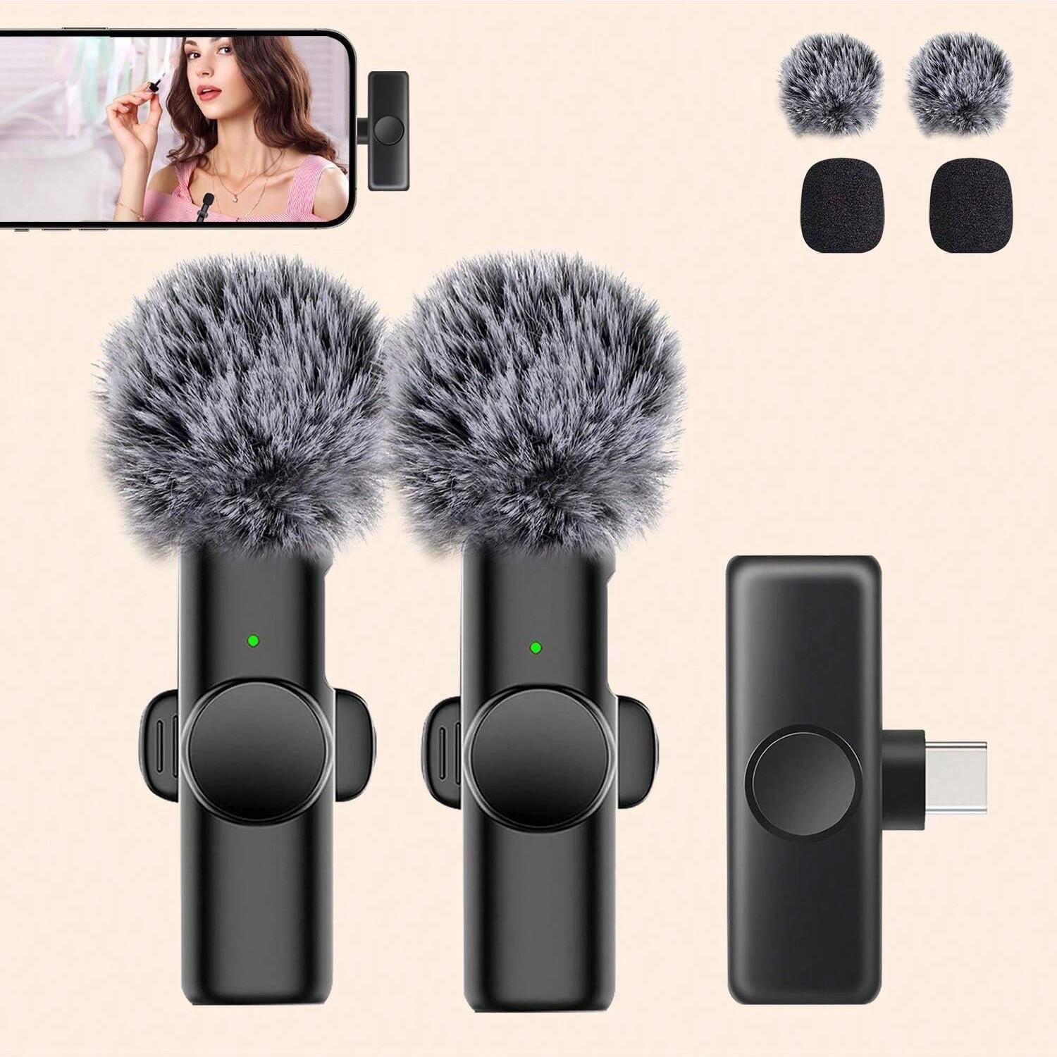 Wireless Mini Microphone for iPhone and Typec Interface, Bluetooth-compatible Lavalier Lapel Mic for Video Recording and Podcast, Plug and Play 2.4g Ultra-Low Delay for Interviews and Vlogs