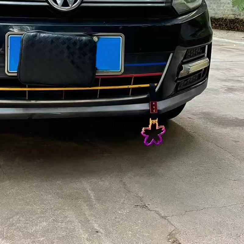 Car Gradient Demon Horn Heart Pull Ring, Interior Exterior Modification Handle Ring, Tail Hanging Decoration, Car Personalized Decor & Auxiliary Handle