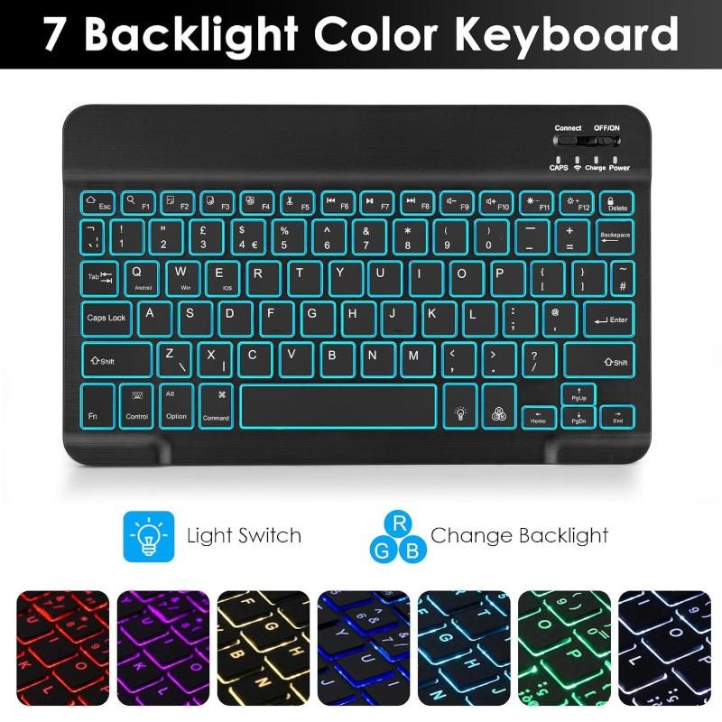 Backlit Keyboard Mouse Combo for Samsung Galaxy Tab S10/s9/s8/s7/s6lite/a9/a8, Detachable Rechargeable Touchpad Keyboard, Pen Holder Included