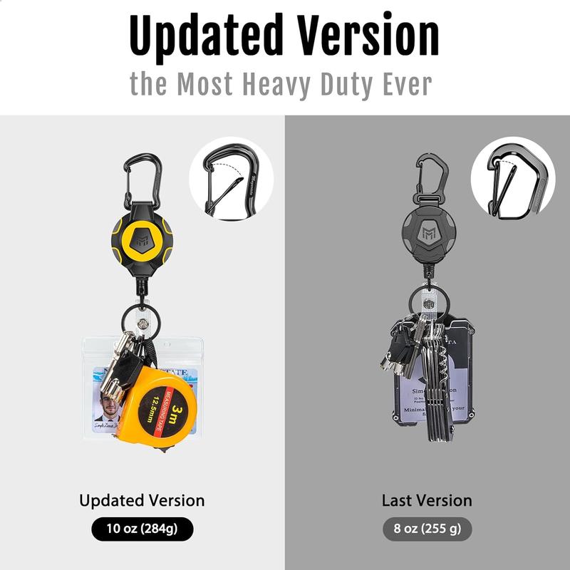 MNGARISTA 2-Pack Upgraded Retractable Keychain, 10 OZ Retraction, 31.5" Stainless Steel Cord, Heavy Duty Carabiner Badge Holder, ID Badge Reel with Badge Strap and Key Ring