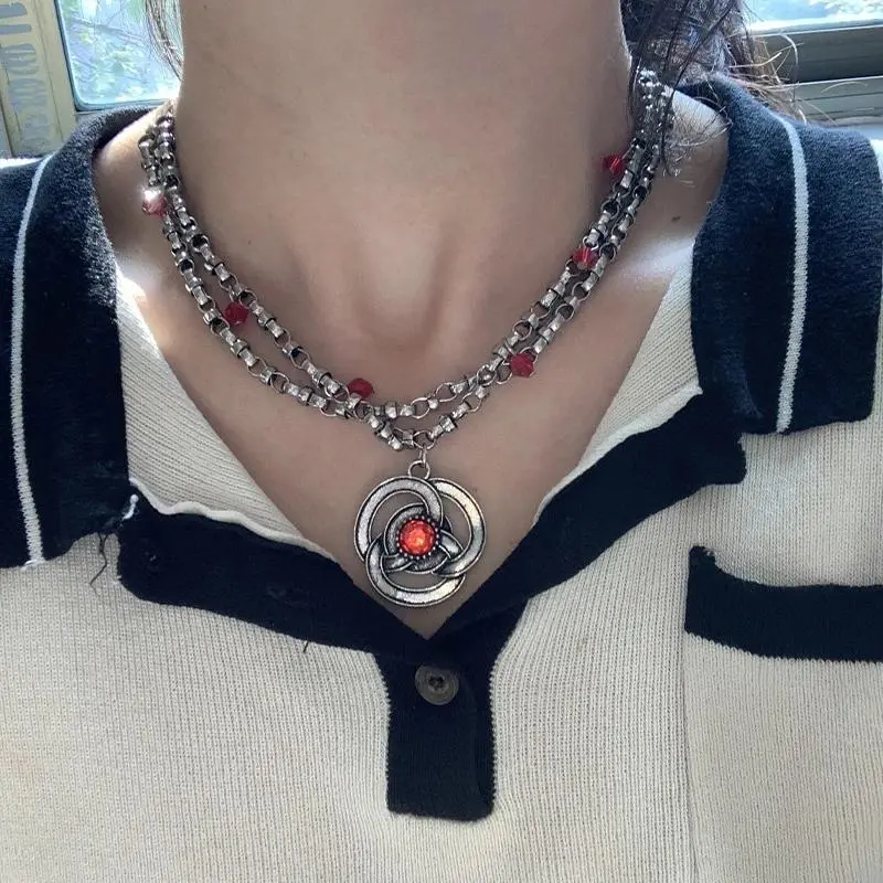 American Drama Series Alloy Multilayer Pendant Necklace Vintage Heroine Rhaenyra Targaryen Cosplay Jewelry Gifts For Women Girls