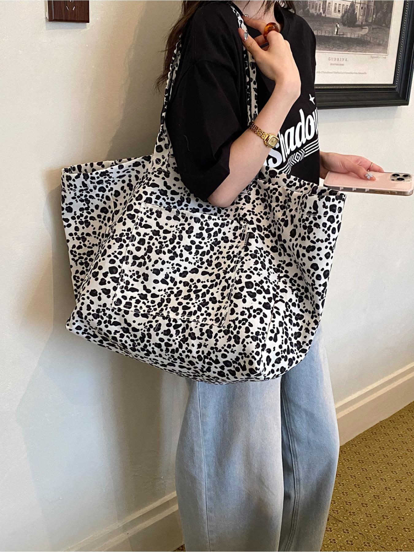 New Arrival Women Fashionable Casual Lazy Style Leopard Floral Large Versatile Slouchy Tote Bag Relaxed Ruched Shoulder Bag Big Capacity Suitable For Short Trip Shopping Dating Daily Wear Totes Bag