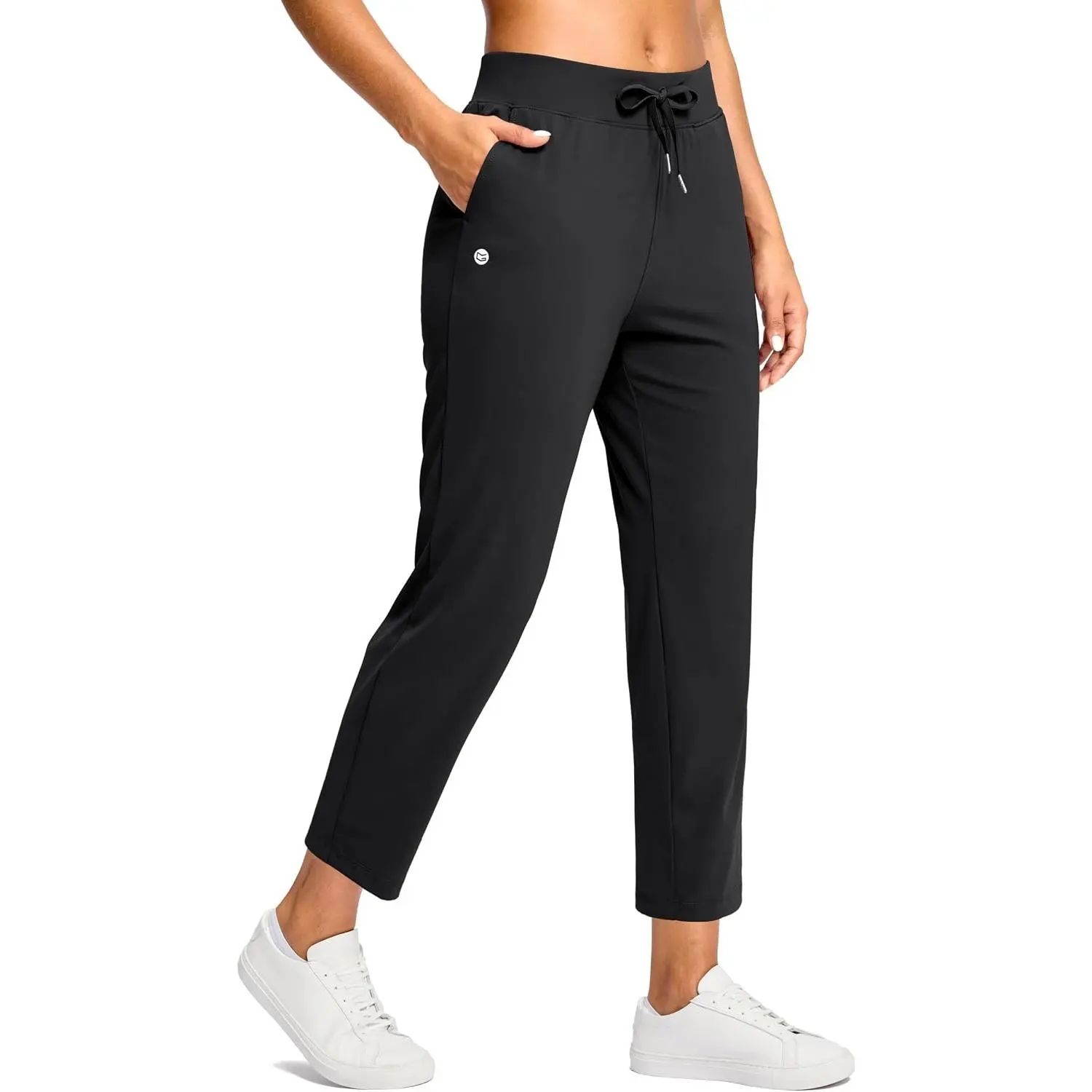 Petite Pants for Women 24"/26" Ankle Pants with 2 Pockets | Petite Friendly, External Drawstring, Soft, 4-way Stretch, Easy to care for, Wrinkle Free, Casual, Golf, Travel, Athletic