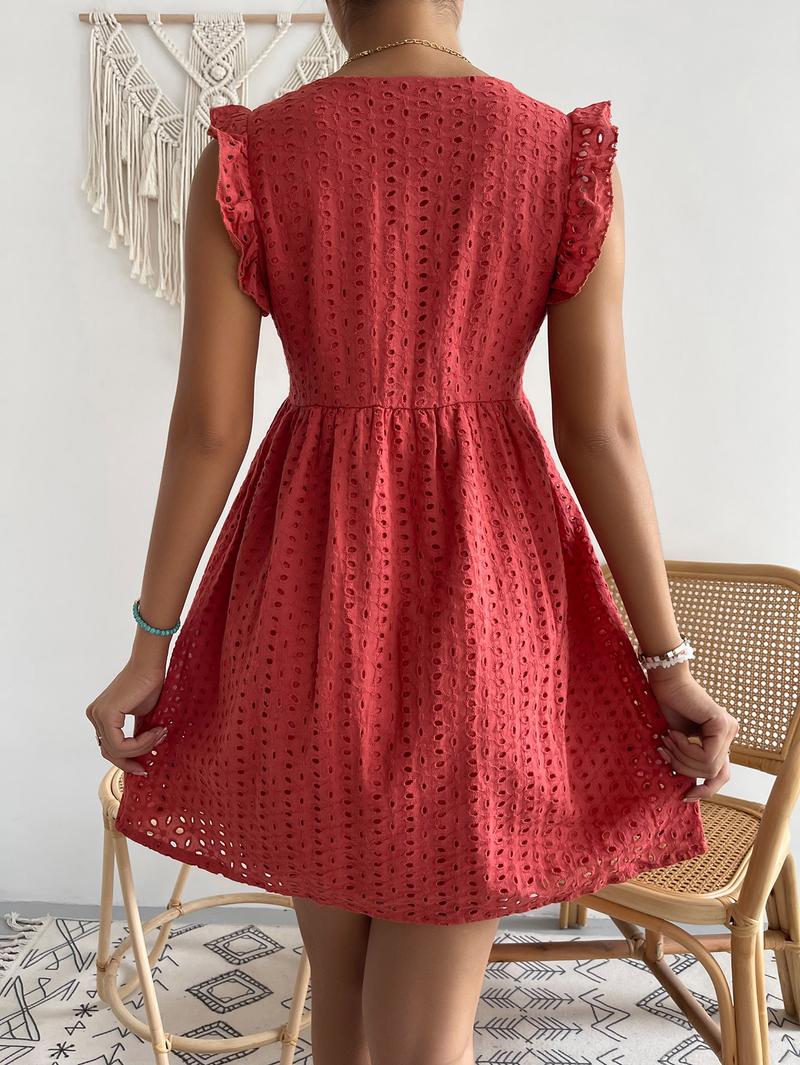 ZAFUL Women's Red Slim Fit V Neck Sleeveless Breathable Casual Summer Beach Dress for Pool Party & Street Wear Boho Sundresses