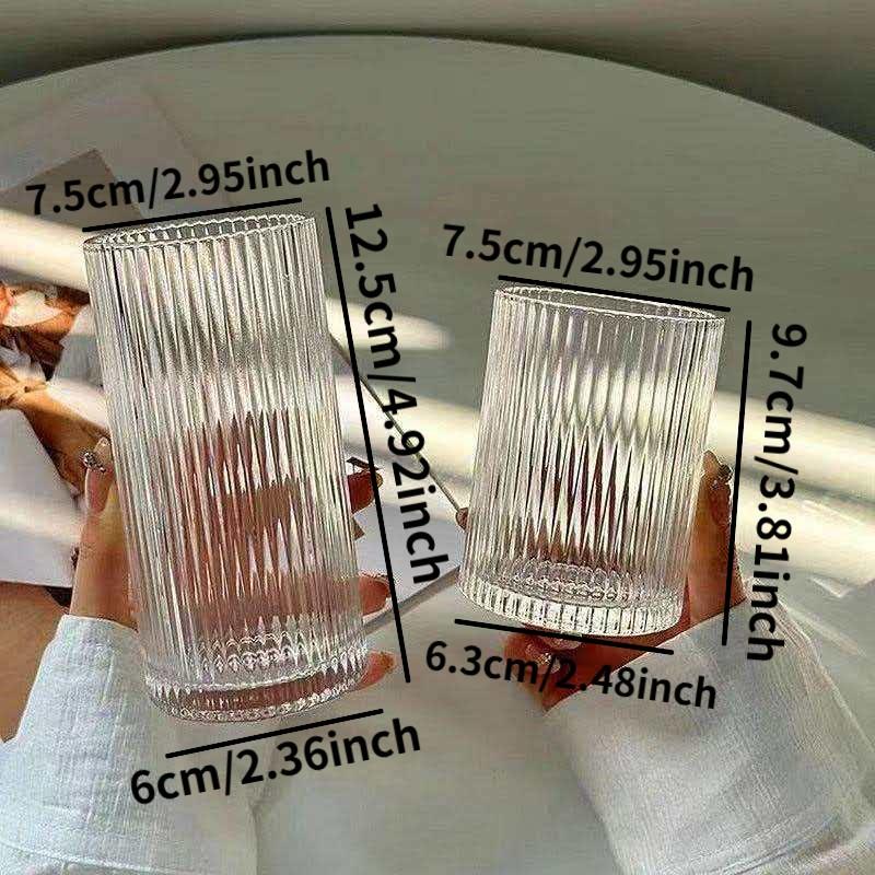 High Borosilicate Glassware Set, Vertical Groove Design, Elegant Drinking Glasses, Suitable for Whiskey, Cocktails, Ice Coffee, Juice, Beer, Soda