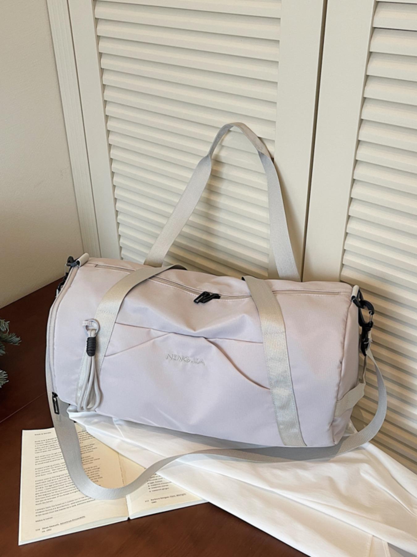 2026 New Simple Cylindrical Sports Fitness Bag, Large Capacity Short Trip Travel Bag, Yoga Dance Waterproof Storage Bag, PU Material, Workout Sport Bags, Sports Bags