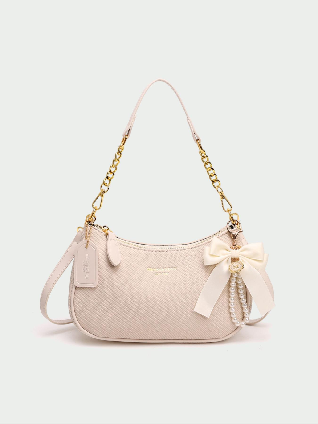 Women's Vintage PU, Fashion Chain Breadbag, Embellished Shoulder Bag, Casual Commuter Bag, Commuter Office Streetwear, Perfect Gift, Pure Color, Ideal for Daily Use