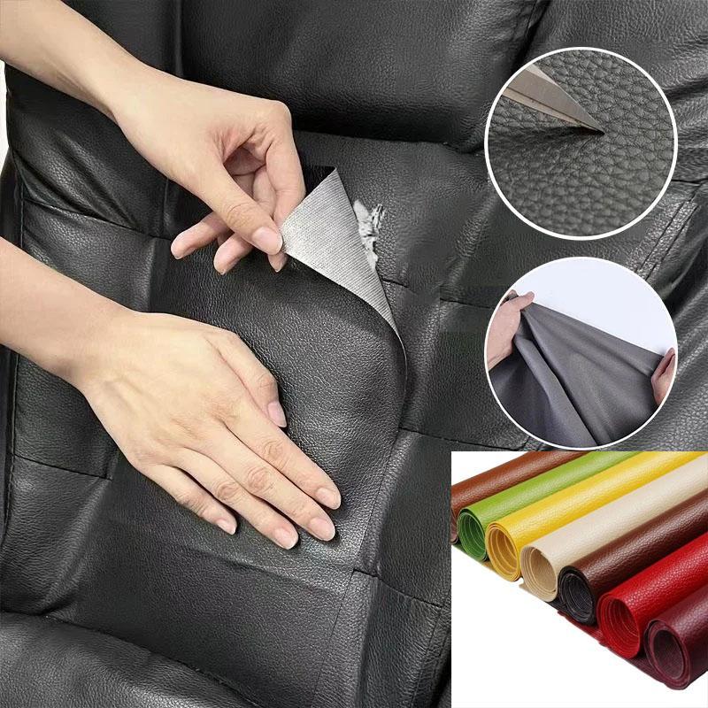 Self Adhesive Leather Repair Patch Kit, 50*137cm Large Vinyl Leather Repair Tape for Furniture, Car Seat, Couch, Sofa, Chair Black