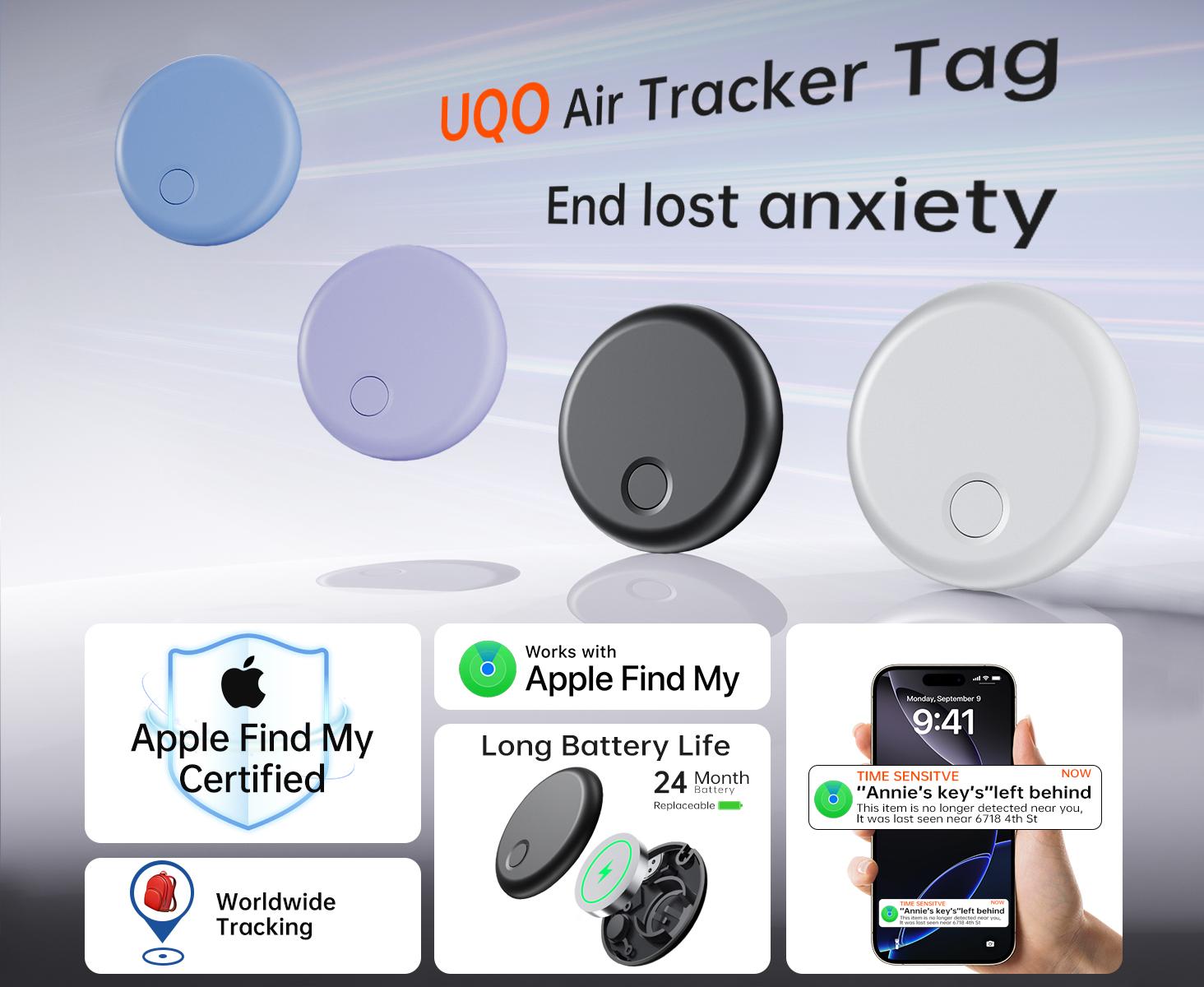 ONE LIFE Bluetooth Key Finder Tag Compatible with Apple Official Chip (iOS Only), Anti-Lost Bluetooth Tracker for Car Keys, Wallets, Luggage, and Passports with 80dB Alarm & Left-Behind Reminder, 2-Year Replaceable Battery, Restock Deals