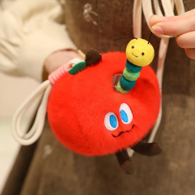 10cm Surprise Fruit Series Keychains Pendant Apple Mango Peach Avocado With Bug Holes Hide The Ring Couples Surprise Gift