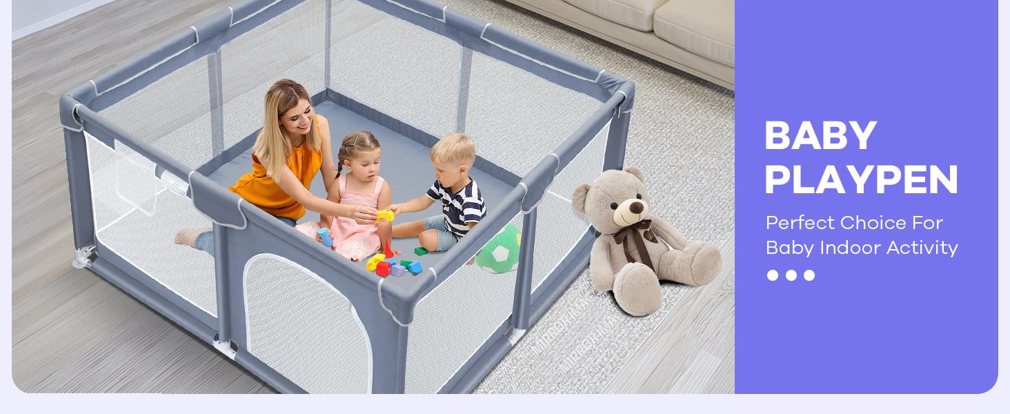 Baby Playpen, Indoor and Outdoor Playard, Play Pens for Kid Activity Center, Sturdy Safety Baby Fence with Breathable Mesh for Toddler playpen