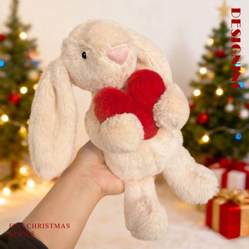 Cute Rabbit Plush Toy, Handheld Heart Soft Bunny Doll, Perfect Gift for Valentine's Day, Anniversary & Birthday, Huggable Stuffed Animal-Gift for Grandma