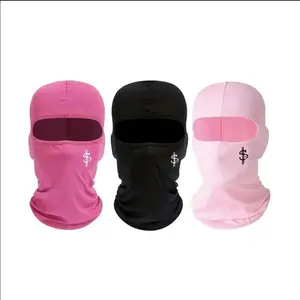 Unisex Full Face Balaclava 3 Colors Pink Black Rose Red Dollar Sign Embroidery Breathable Neck Gaiter for Outdoor Sports