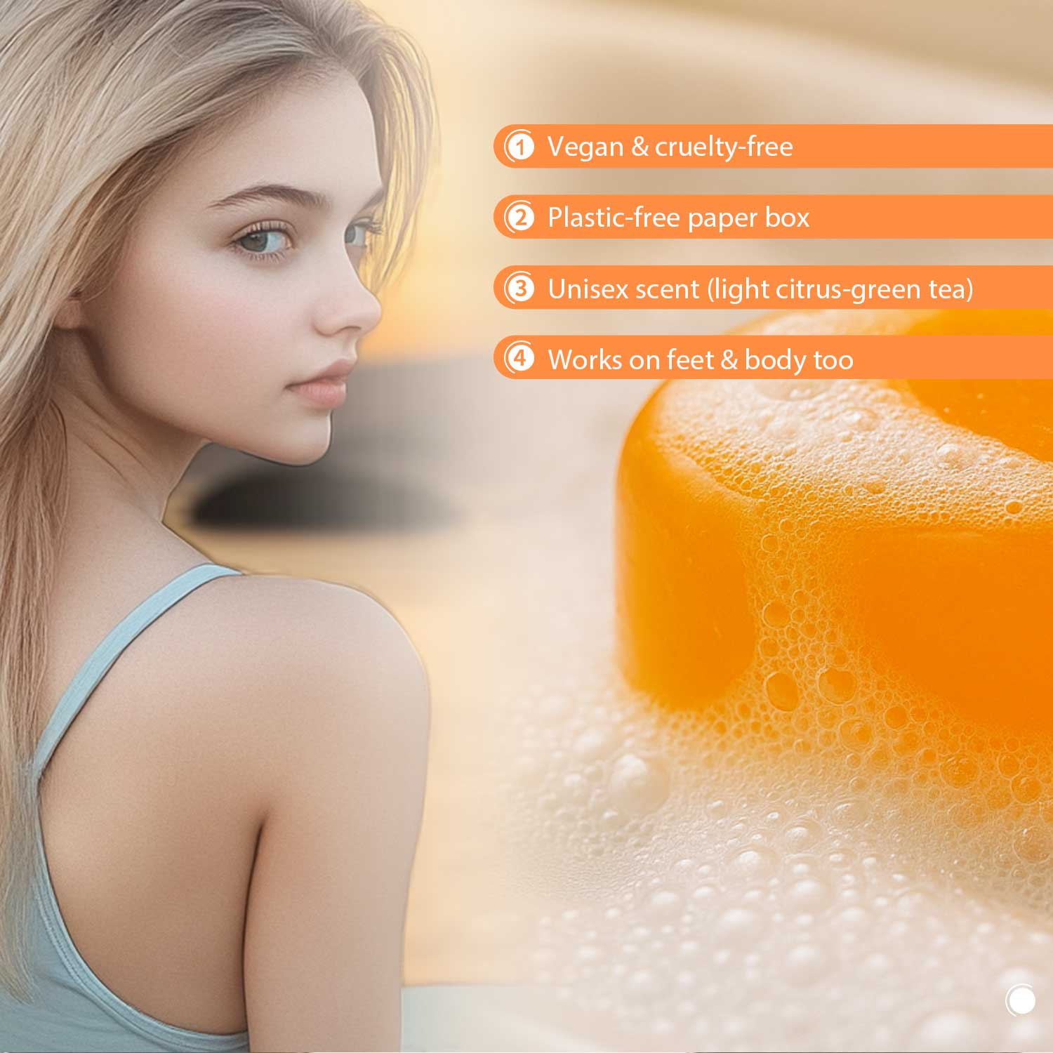 Persimmon Soap Bar - Deodorizing Soap - Purifying Soap - Nonenal Solution - Japanese Persimmon and Green Tea Extract - For Men and Women - Gentle on All Skin Types - Natural Body Odor Soap