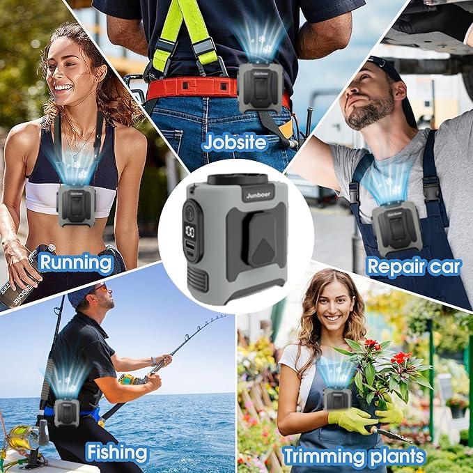 2026 Pocket-Sized Shirt Fan,Portable Waist Clip BodyFan,Extreme Cooling,10000mah,Power Bank,LedLight,Type-C Rechargeable,4-Speed Adjustable,PersonalWearable 10-40h High-Power Fan,Handheld Fan,SuitableFor Travel,Outdoor Use Mini Fan