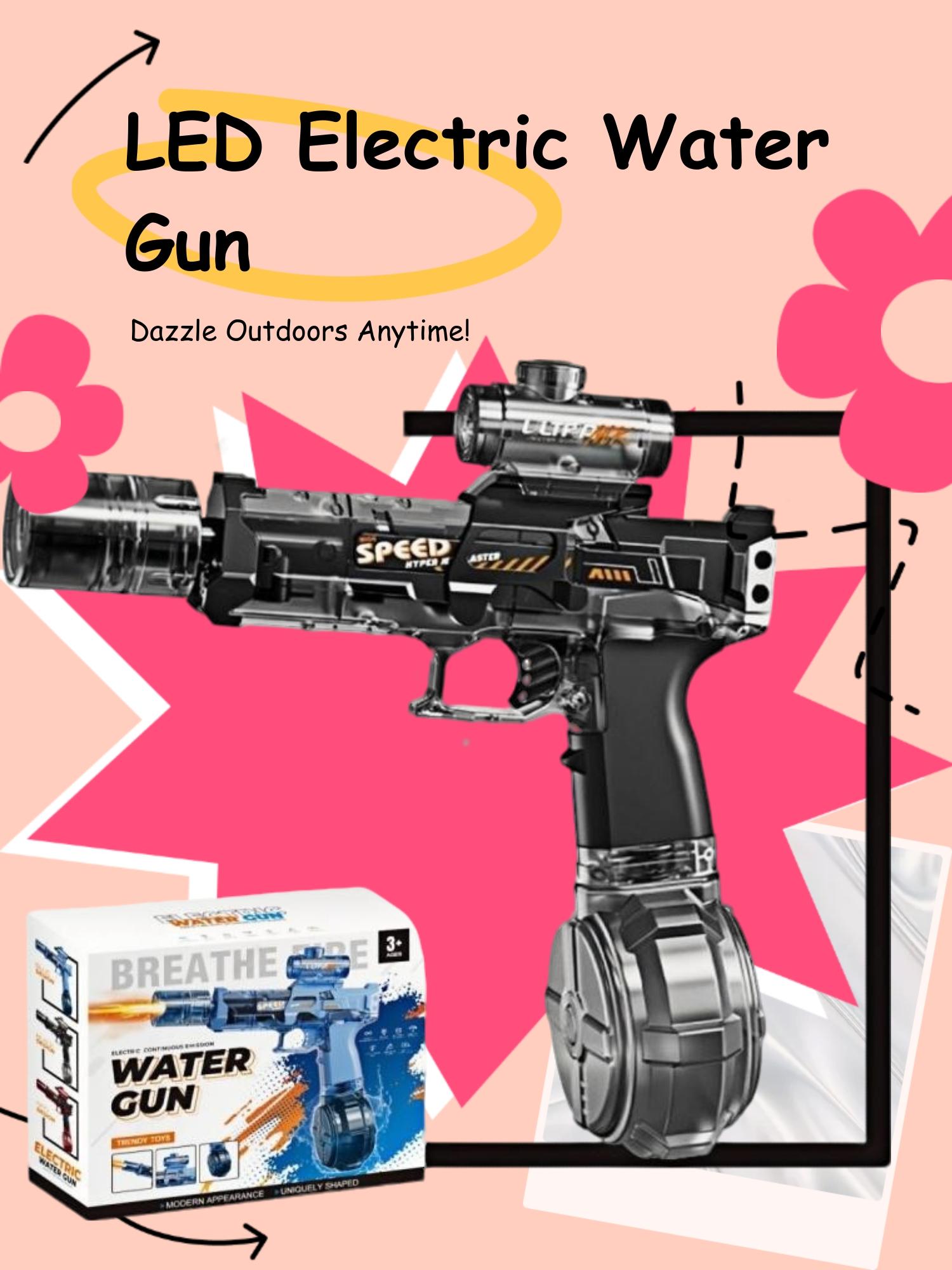 Electric Water Gun with LED Light, Automatic Squirter, Dazzling Outdoor Playtoy for Boys & Girls, Ideal Summer Accessory