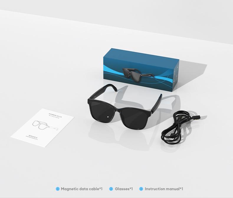 HYUNDAI C8 Wearable Smart Glasses, Bluetooth-Compatible Earbud Headphone for Music & Calls, Durable Electronic Audio Glasses, Creative Sports Headset