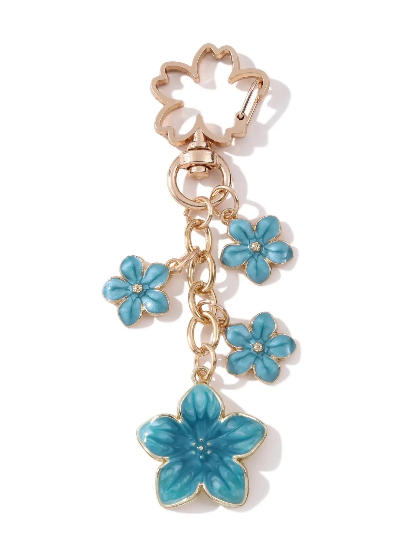 Elegant Sakura Flower Alloy Keychain, Stylish Plant Charm, Trendy Bag Pendant, Perfect Gift for Friends and Family, Memorial Present