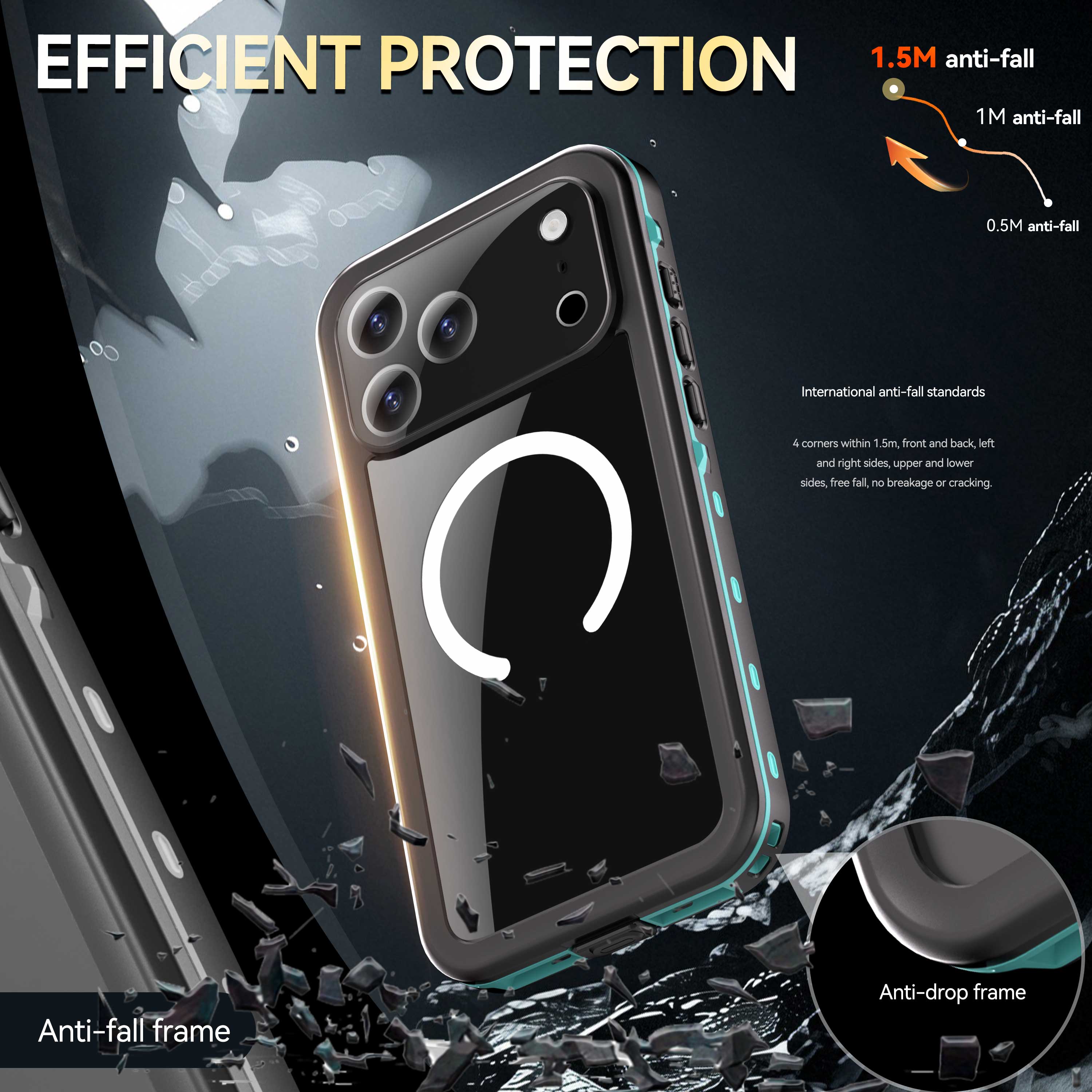 IP68 Waterproof Magnetic Case For iPhone 17 16 15 14 Pro Max Pro 13 Pro Max Protector Full Body Protective Dustproof Phone Case