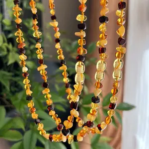 45cm Natural Amber Necklace Women Elegant Gift Jewelry Genuine Healing Energy Gemstones Baltic Raw Amber Beads Choker Necklace