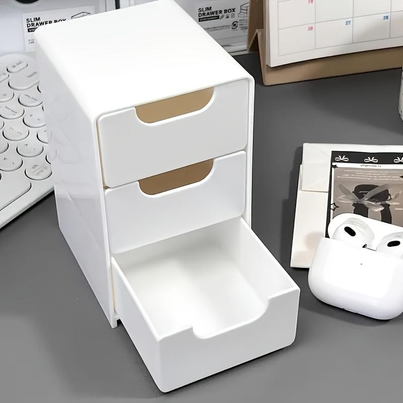2-Piece Three-Tier Drawer Storage Box, Fashion Style, Hair Accessories Jewelry Organizer, Desktop Small Item Holder, Stackable Plastic, Multi Compartment, Jewelry Storage Unit