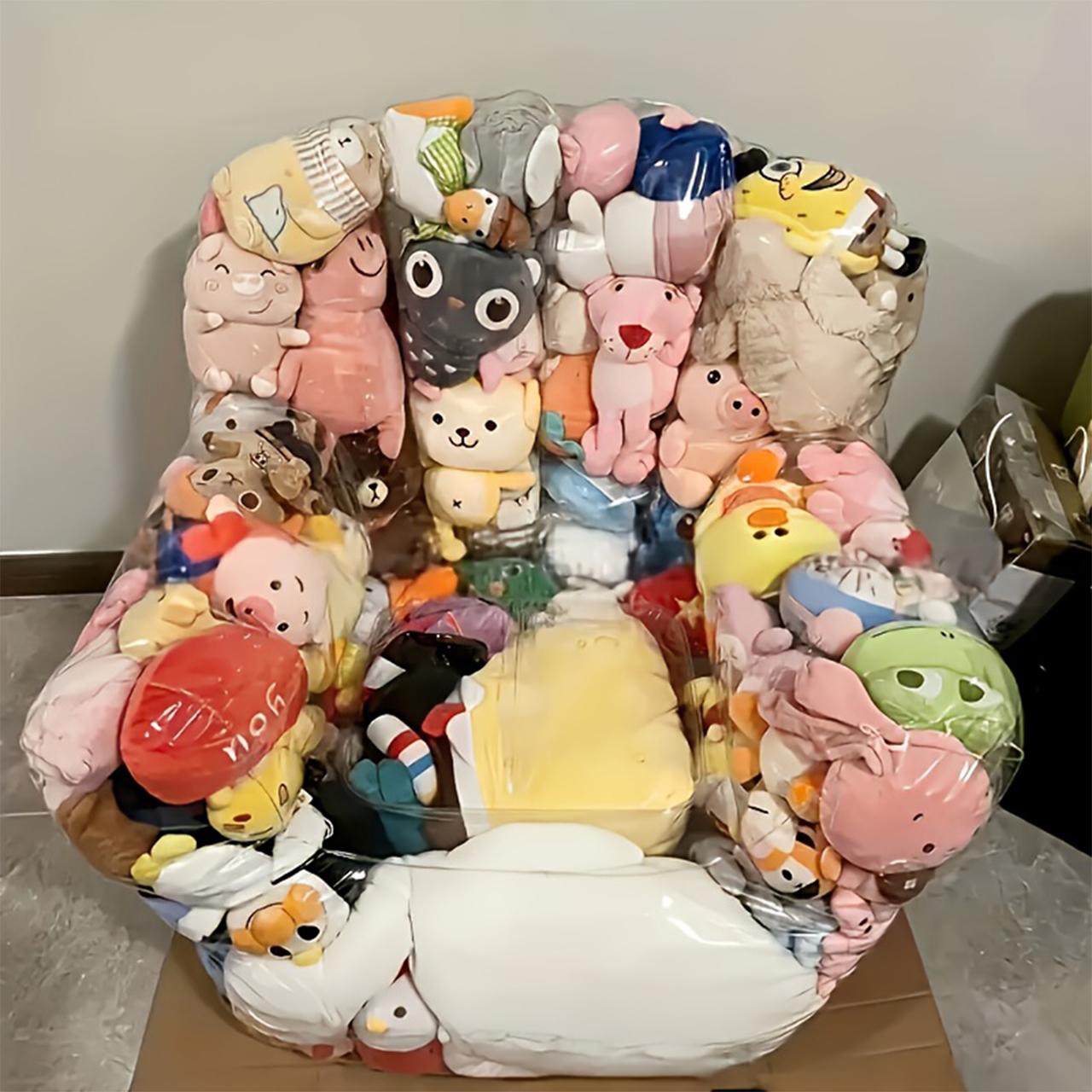 DIY Transparent Doll Sofa Cover, PVC Filled Animal Storage Display Rack, Cute Mini Furniture for Room Decor and Collection Storage