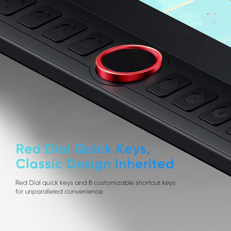 XPPen Upgraded Artist 13.3 Pro V2 Drawing Tablet with Screen, 16384 Pen Pressure X3 Pro Stylus Pen Display, 99% sRGB Full-Laminated AG Screen Graphic Tablet with Stand, Red Dial, 8 Shortcut Keys 13.3"