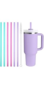 Replacement Straw Compatible with Stanley Quencher 40 oz,30 oz Tumbler, 12 inch Extra Long Reusable Straws Plastic For 40 Oz Cup,Clear-6 Pack