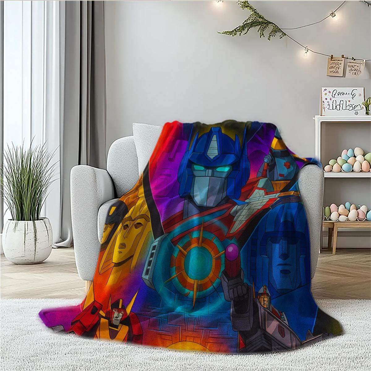 Transformers Cybertron Legend Plush Blanket, Luxurious Soft Warm Multifunctional Throw for Sofa Bed Car Office Camping, All-Season Gift