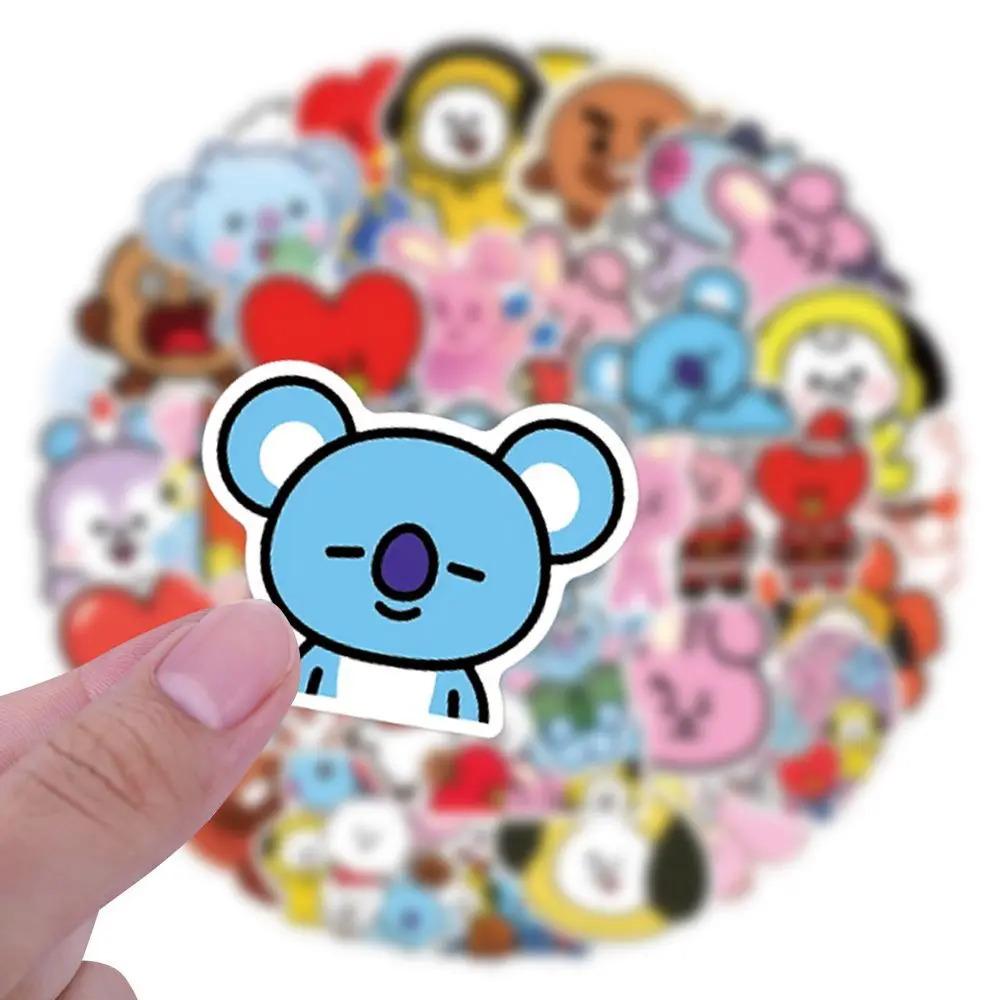 New BT21 koya RJ Shooky Mang Chimmy Cooky 55 Stickers High Color Value Cartoon Printed Phone Case Desktop Waterproof Decoration