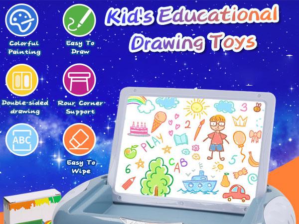 Small Erasable Drawing Board Easel with Letters and Numbers Children's Drawing Table Creative Interactive Art Set Toys Crafts Learning Play Activities Artwork Artistic