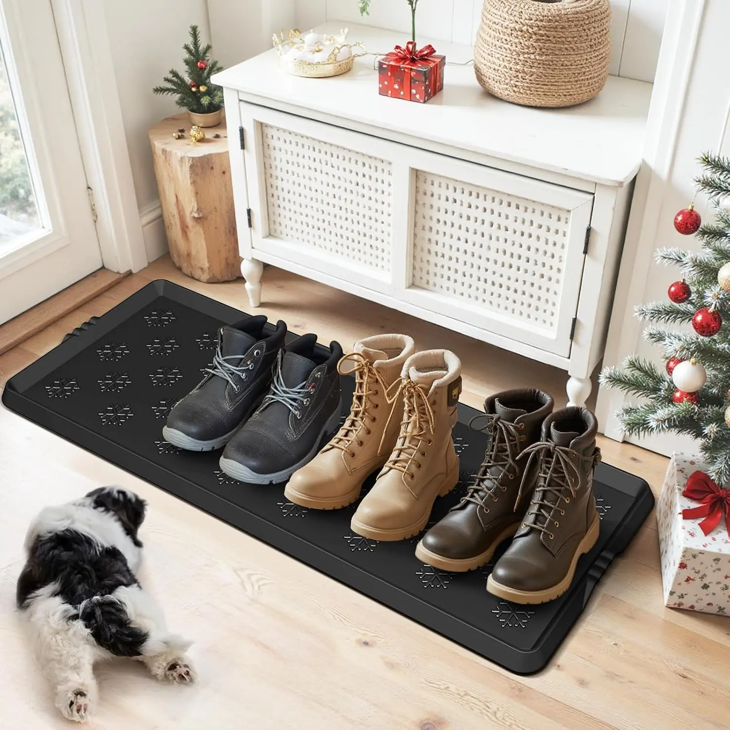 Heavy Duty Boot Trays Natural Rubber Shoe Mat Tray for Entryway | Ultra Large Boot mat Tray Multi-Purpose for Outdoor Door Mats, Waterproof Durable Shoe Tray 16x42 Inch