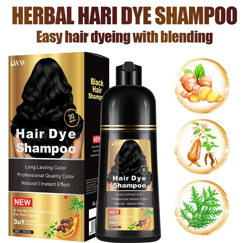 Hair Dye Shampoo - 3-in-1 Instant Hair Color with 100% Grey Coverage, Herbal Ingredients, Gentle Nourishing Formula, Long-lasting Shine, Easy to Use for All Hair Types