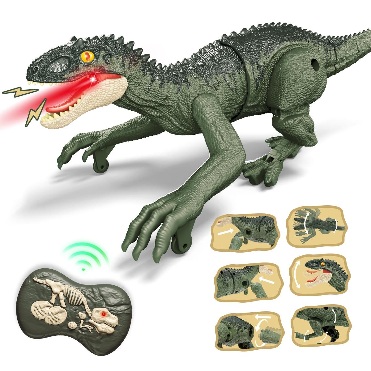 Remote Control Dinosaur Toy, 2.4G Five Way Simulation Electric Sound & Light Chicken Crown Dragon Model Gift