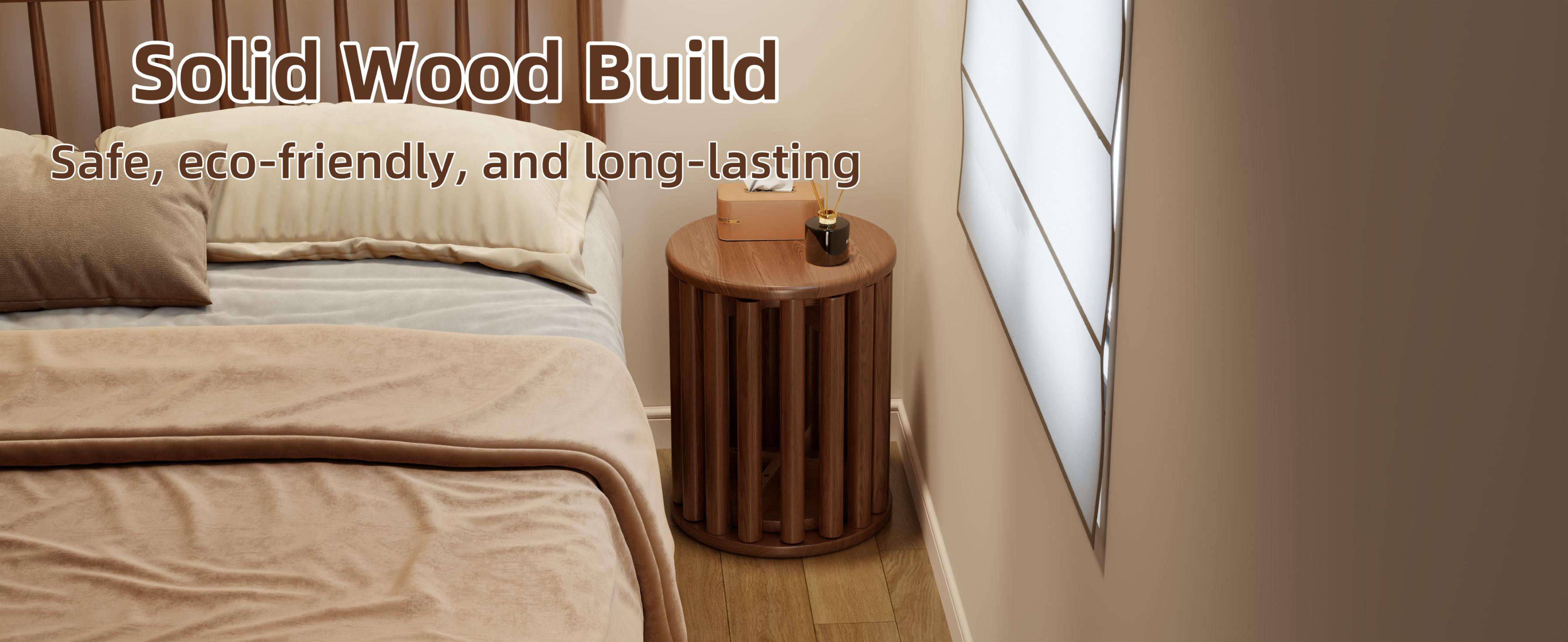 【Summer】TimberKnows Set of 4 Stackable Solid Wood Stools – 18" Round Nesting Tables, Fully Assembled, Durable & Space-Saving Design