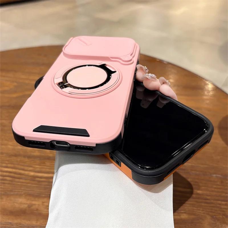 Rotating Flip Full Lens Protection Magnetic Stand Phone Case For iPhone 17 Pro Max 17Pro Air Dual Layer Protection Armor Cover