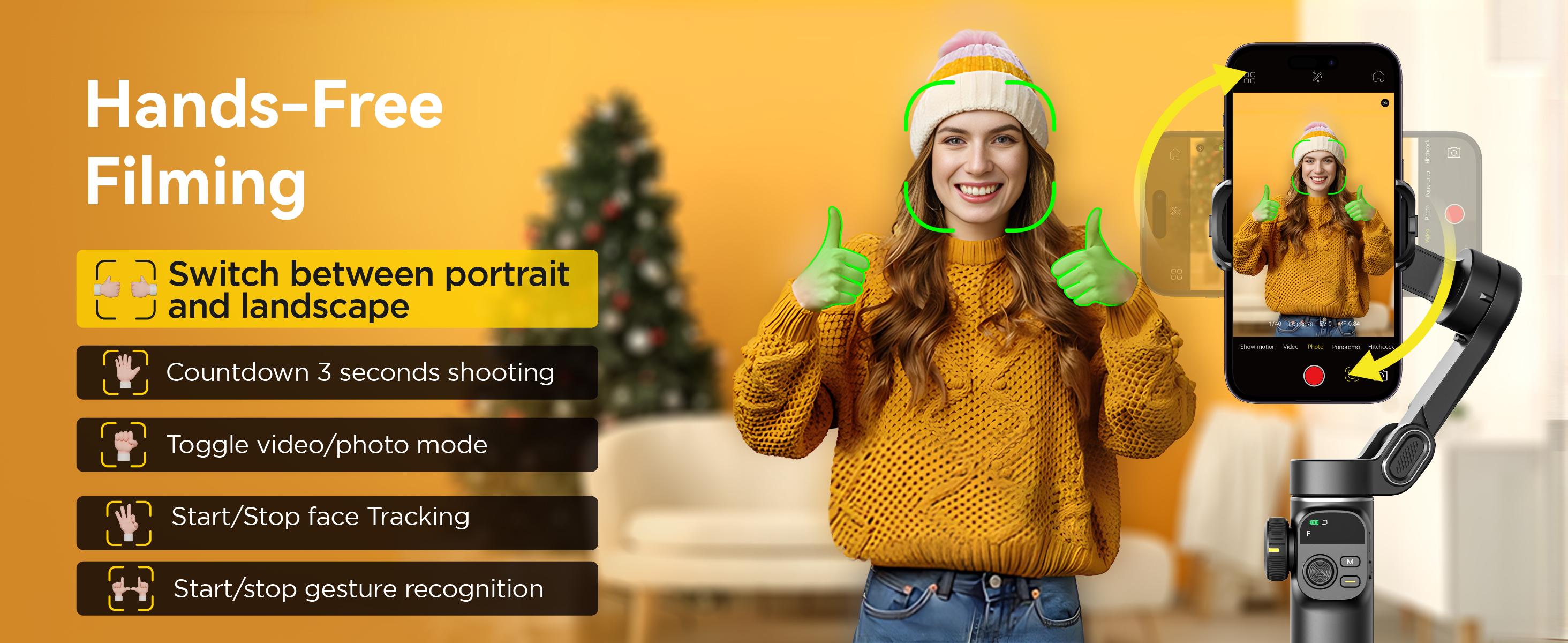 AOCHUAN Gimbal Stabilizer for iPhone, 3-Axis Smartphone Gimbal Built in 7.8' Extension Rod, Portable Gimbal Stabilizer w/OLED Display for iPhone/Android, Perfect for TikTok YouTube Vlogging-Smart X2 Black