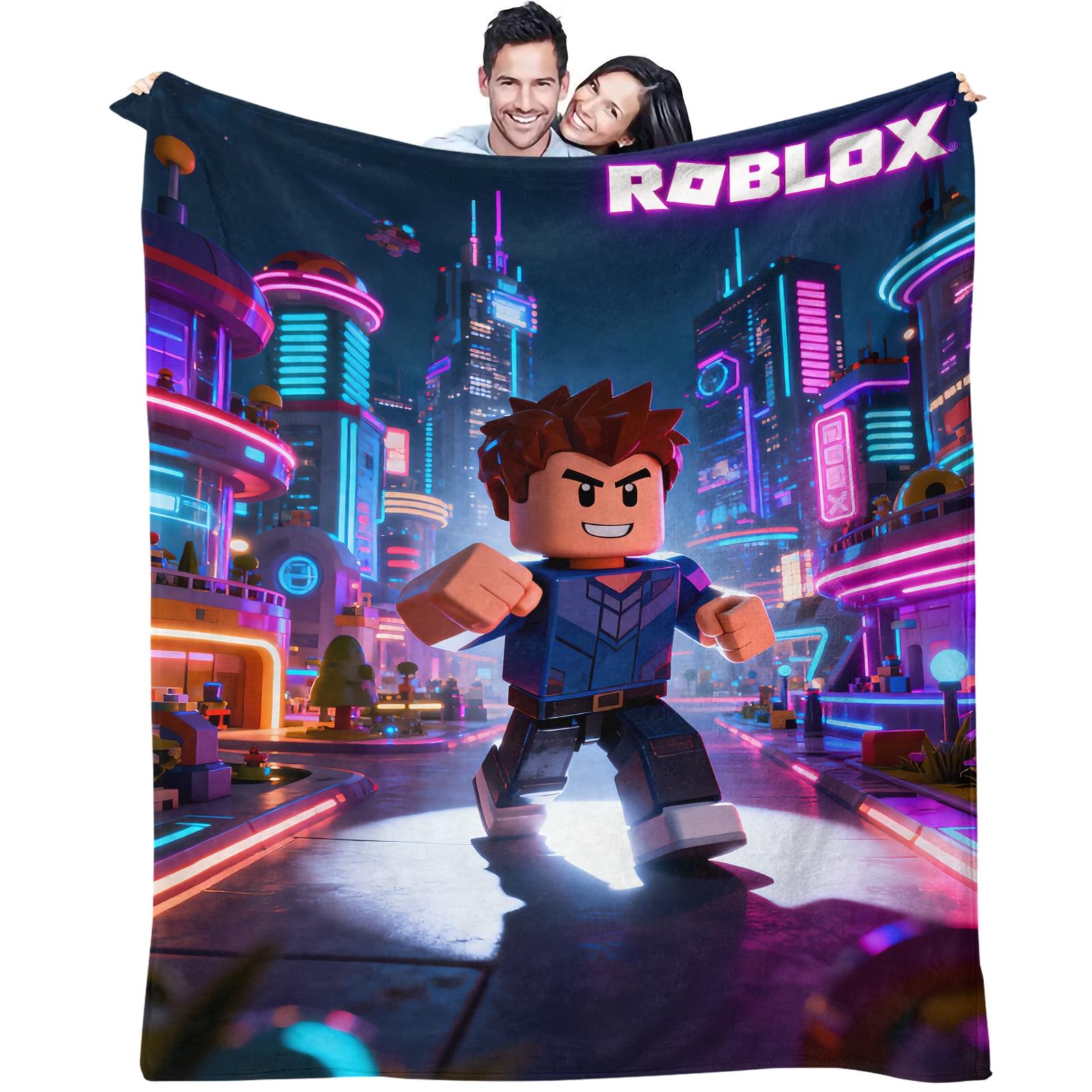 Roblox Printed Pattern Blanket, Suitable For All Seasons, Suitable For Beds, Sofas, Cars, Room Decorations, And Gifts, Suitable As a Gift For Children And Teenagers, a Single-Sided Printed Blanket