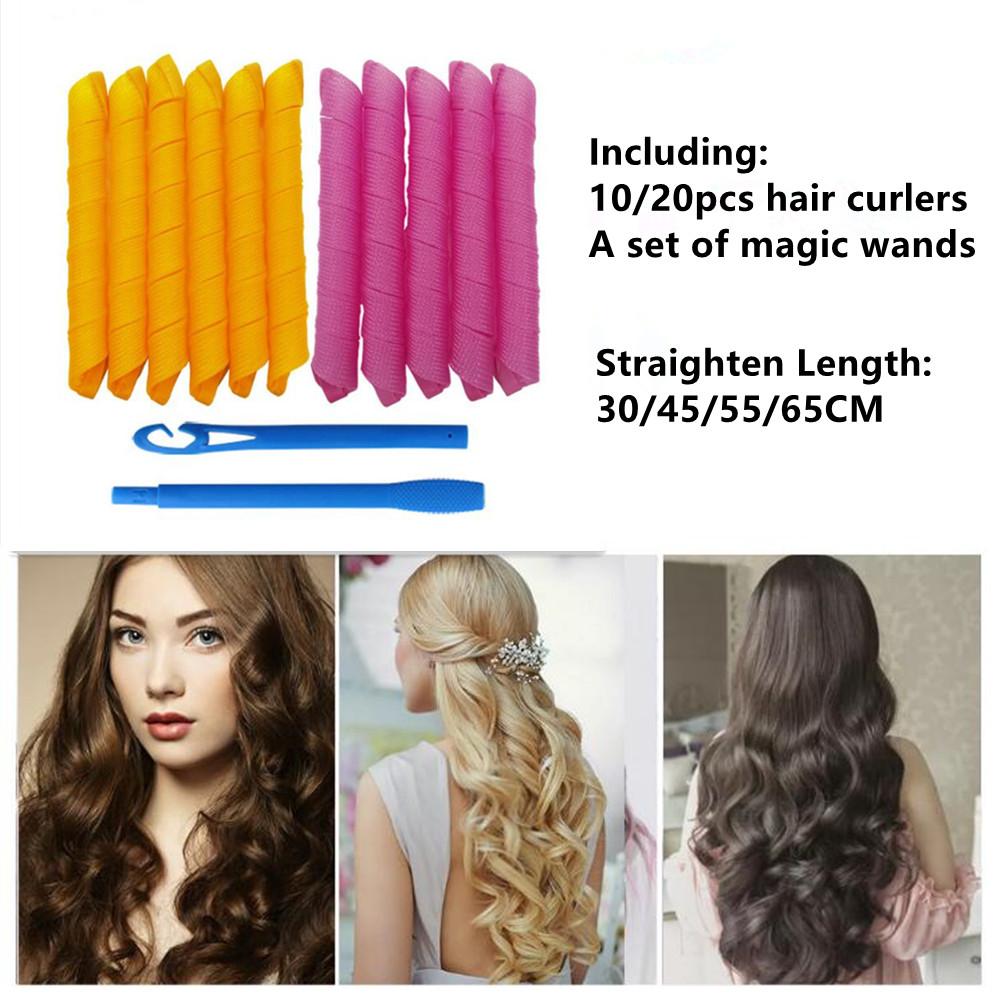 10/20Pcs Heatless Curling Rod Soft Hair Curler No Heat Hair Rollers Spiral Curls Lazy Curlers Long Perm Rods Women Styling Tools
