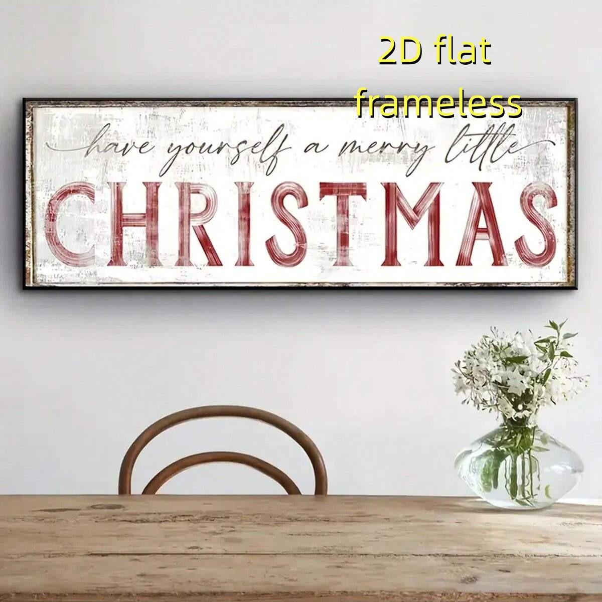 1 piece of canvas poster wishing you a Merry Christmas, fashionable holiday home decoration 2D flat printing frameless painting