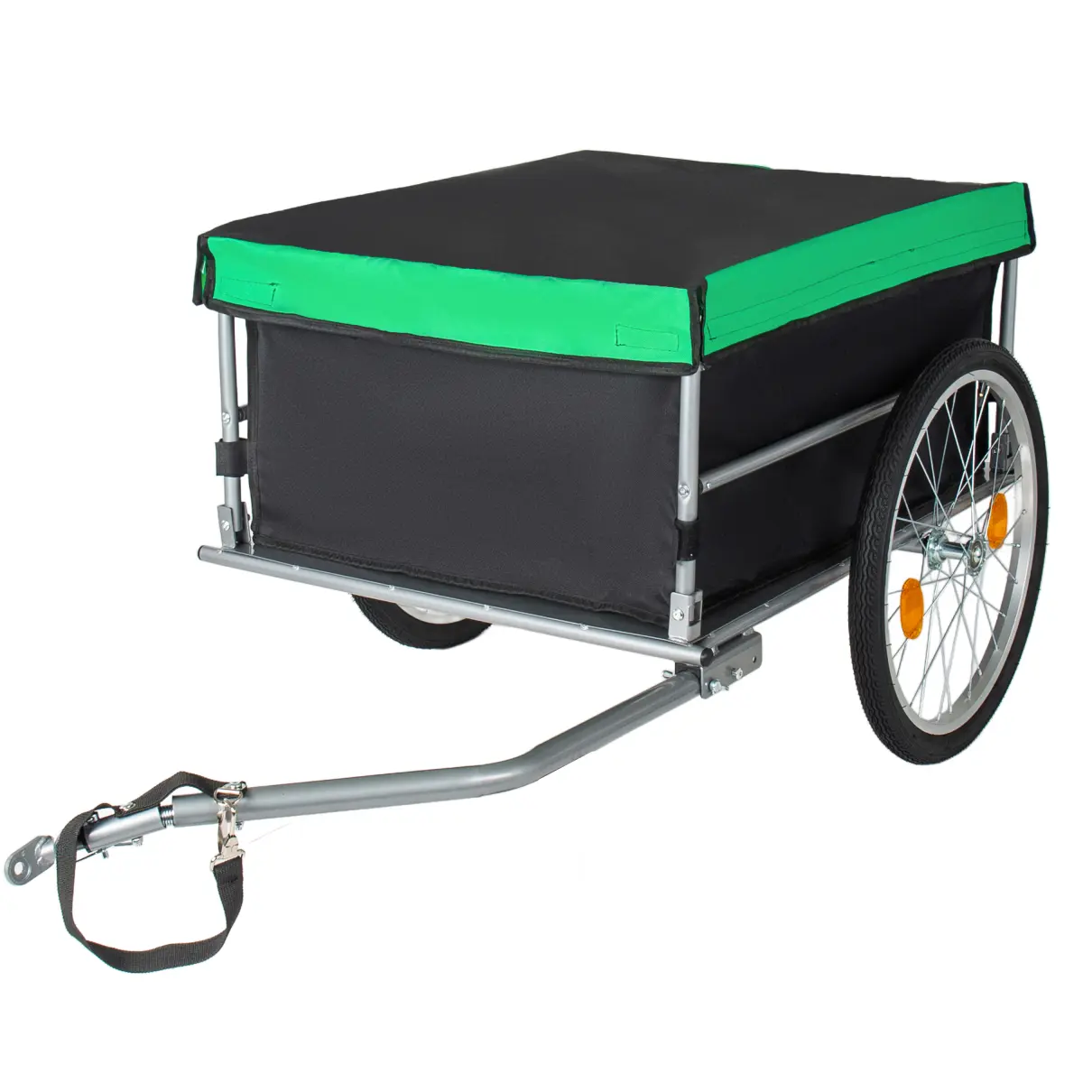 Foldable Bicycle Bike Cargo Trailer with 20''Wheels, Removable Cover, Folding Frame Quick Release, Bike Cart Bike Wagon Trailer for Luggage, Tools, Groceries.Black+Green