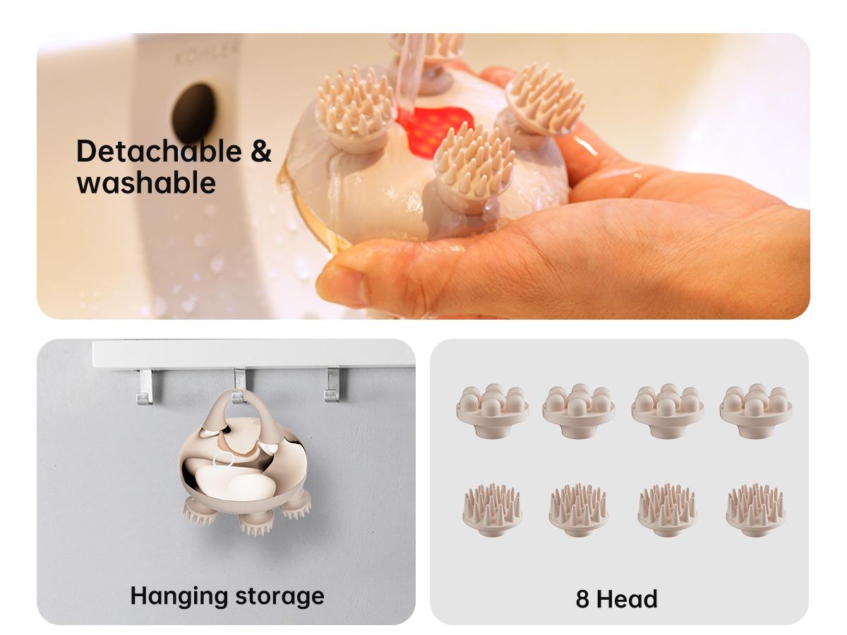 COMFIER Cordless Scalp Massager Hair Growth with 3 kneading Modes,Waterproof Head Massager with 8 Claws for Deep Cleansing,Head Scratcher,Body Massager for Stress Relief, Cat Massager