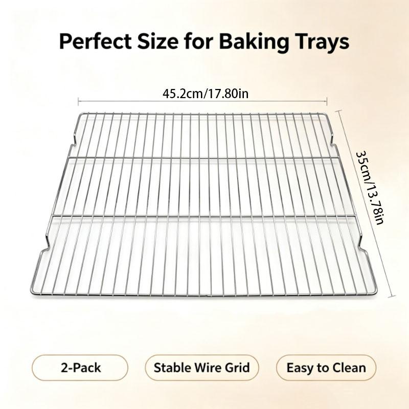 Two-Piece Thick Stainless Steel Baking Cooling Rack, Holiday Cookie Cake Turkey Rack, Christmas Thanksgiving Easter Baking Tool, Oven Grill Dual-Use Commercial Home Multifunctional Storage Rack, Bakeware