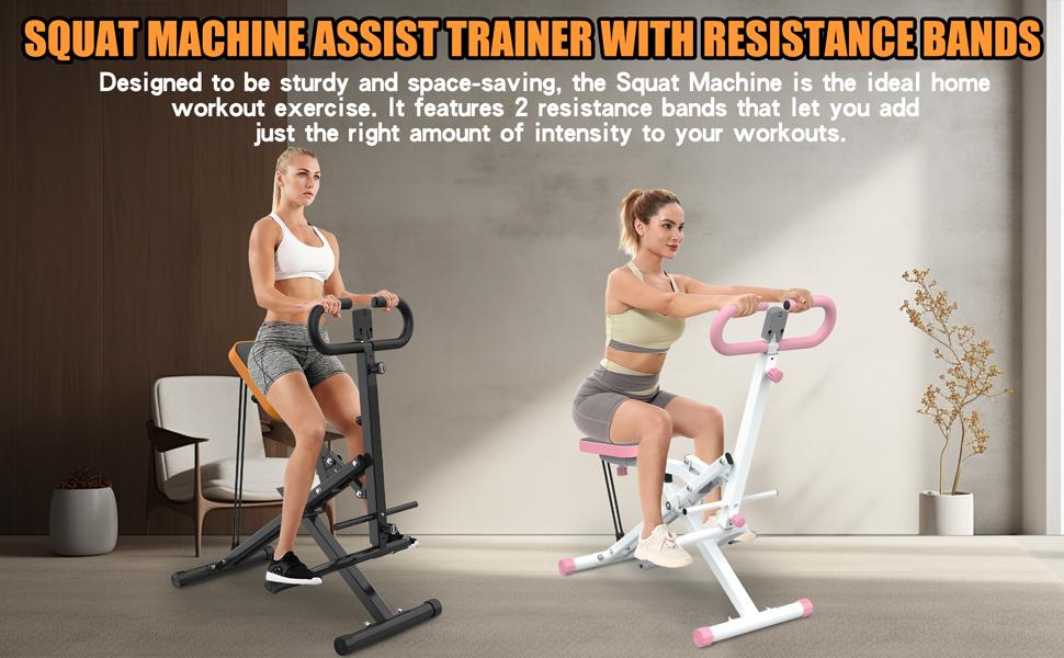 Squat Machine Glutes Workout Adjustable Resistance Foldable Exercise Equipment Leg Exercise Machine with 250lbs Weight Capacity, Rowing Machine