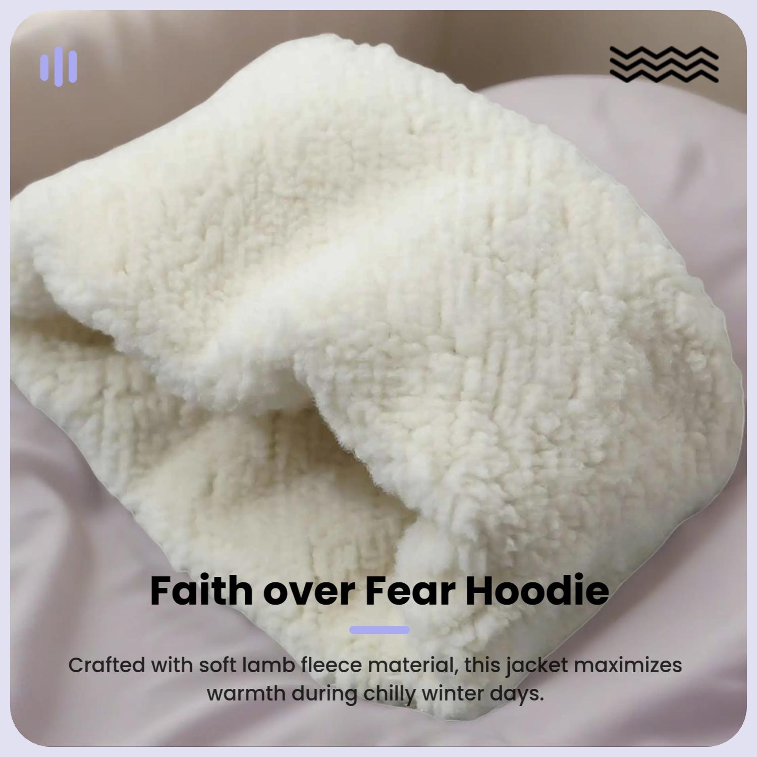 ❄️Winter Faith Armor: FAITH OVER FEAR Sherpa Hoodie Jacket | 1/COUNT + Cross Print🔥Crush Cold & Doubt – TikTok’s Hottest Spiritual Flex💥